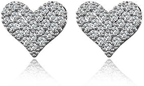 Heart-Shaped 925 Sterling Silver Cubic Zirconia Stud Earrings for Women | Fine Jewelry - by Perfect Eden