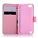 iPod Touch 5 Case, Stand Wallet Purse Credit Card ID Holders Magnetic Color PU Leather Ultra Slim Fit Flip Folio Cover for iPod Touch 5 6, Pink