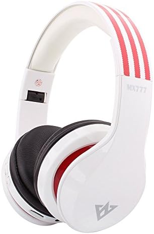 Joylong MX777 Over-ear Headband Wireless Stereo Bluetooth 4.0 + EDR Headphone Headset Foldable FM/SD Card Headset Built-in Microphone for PC Laptop,Mobile Phone,Bluetooth enabled game consoles (White)