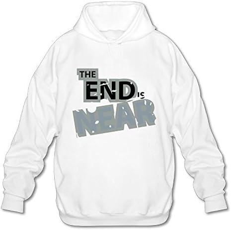 Moshiwenq The End Is Near World Men's Hooded Sweater Size M Color White