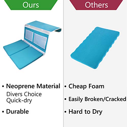 Bath Kneeler and Elbow Rest Bathtub Kneeling Pad with Toy Organizer - Baby Kneeling Mat for Baby Bath Time, Garden Work, Exercise - Detachable and Foldable Child Bath Tub Padding for Parents - Blue
