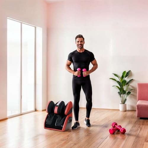 GLOBAL RELAX | VITALZEN PLUS Electric Massager for Feet, Legs, Thighs and Knees | Red I 3 Intensities and Massage Modes I Compression I Heat | Pain Relief | Relaxation