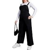 CARE LUCK Wide Leg Jumpsuits for Women Plus Size Casual Overalls, Loose Fit Adjustable Strap Rompers Fall Fashion Outfits