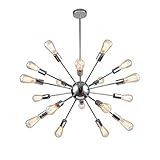 mirrea Vintage Metal Large Dimmable Sputnik Chandelier with 18 Lights Chromed Finish