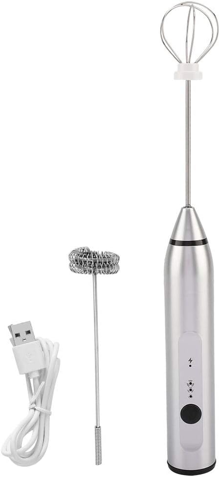 VIFERR Egg Beater, 2 in 1 Function 100% Household Handheld Egg-Beater Egg Breaker Milk Frother Foamer Food Mixer Silver