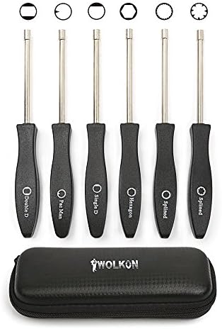 iwolkon Carburetor Tune-up Adjustment Tool, with Case for Most 2-Cycle Small Engine 21-Teeth and 7-Teeth Splined / Pac Man / Single D / Double D / Hexagon (Set of 6)