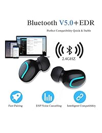 Auriculares inalámbricos Bluetooth Control táctil V5.0 Auriculares inalámbricos Mini TWS HD HiFi estéreo a prueba de sudor Deporte Auriculares Construidos en Micrófono Cancelación de Ruido Auriculares con 2600 mAH Funda de Carga