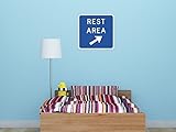Street & Traffic Sign Wall Decals - Rest Area Exit Sign - 12 inch Removable Graphic