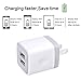 Dual Port Wall Charger, Kakaly 3 Pack 2.1A/5V USB Travel Home Charger Power Adapter Plug for iPhone 7 Plus, SE 6s Plus, iPad Air, Samsung Galaxy S7/S6 Edge, Note, Android, HTC, Google Nexus, Nokia