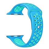 Yearscase 38MM Soft Silicone Sport Replacement Band with Ventilation Holes for Apple Watch Nike+ and Apple Watch Series 1 2, M/L Size ( Blue Orbit/Gamma Blue )