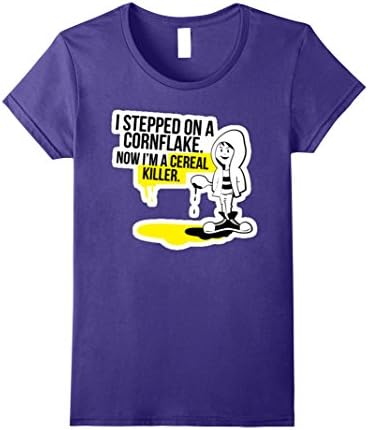 Womens I Stepped On A Corn-Flake Now I'm A Cereal Killer Tshirt Large Purple