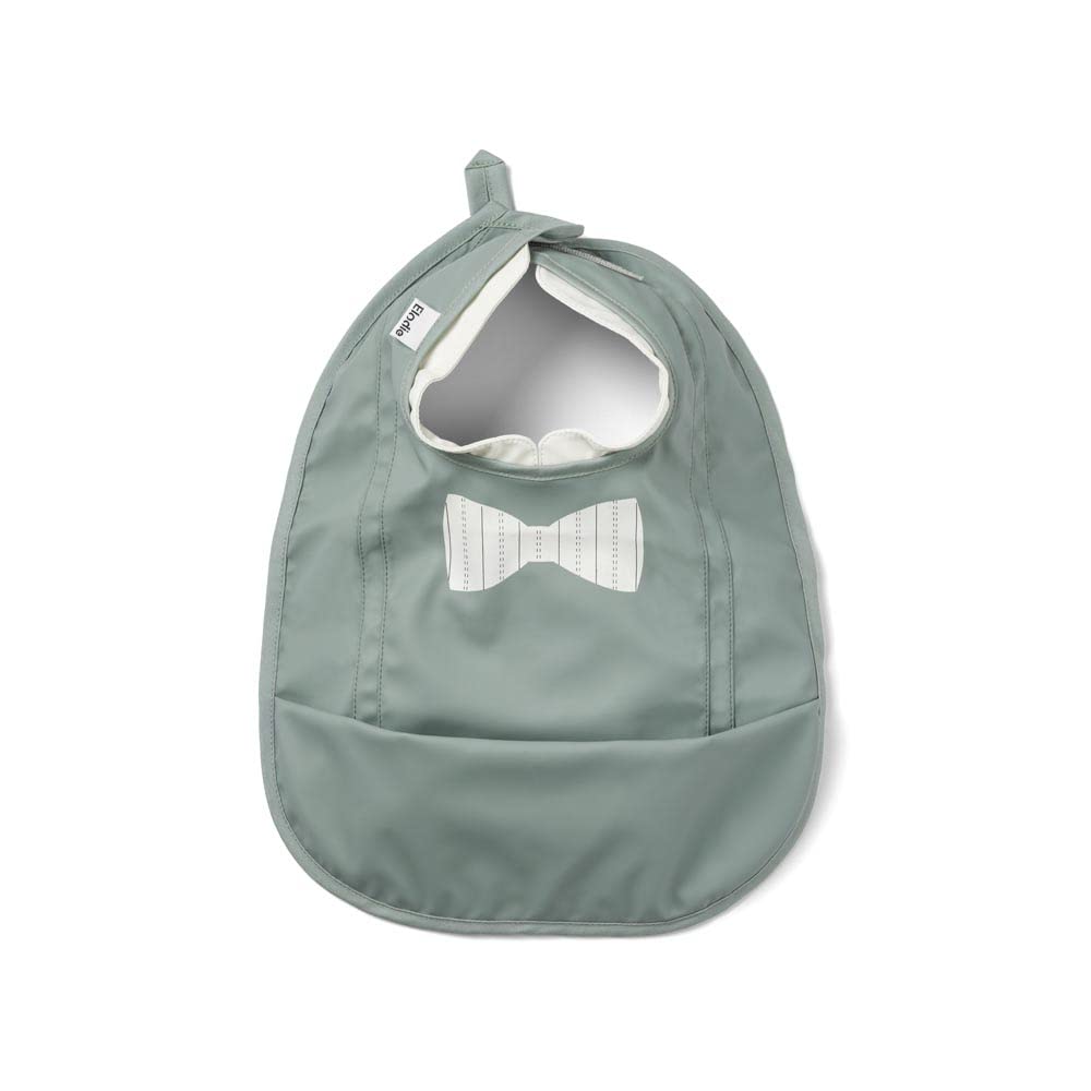 Elodie Details Baby Feeding Bib for Baby and Toddlers, Waterproof with Pocket, Scandinavian Design - Pebble Green, Green
