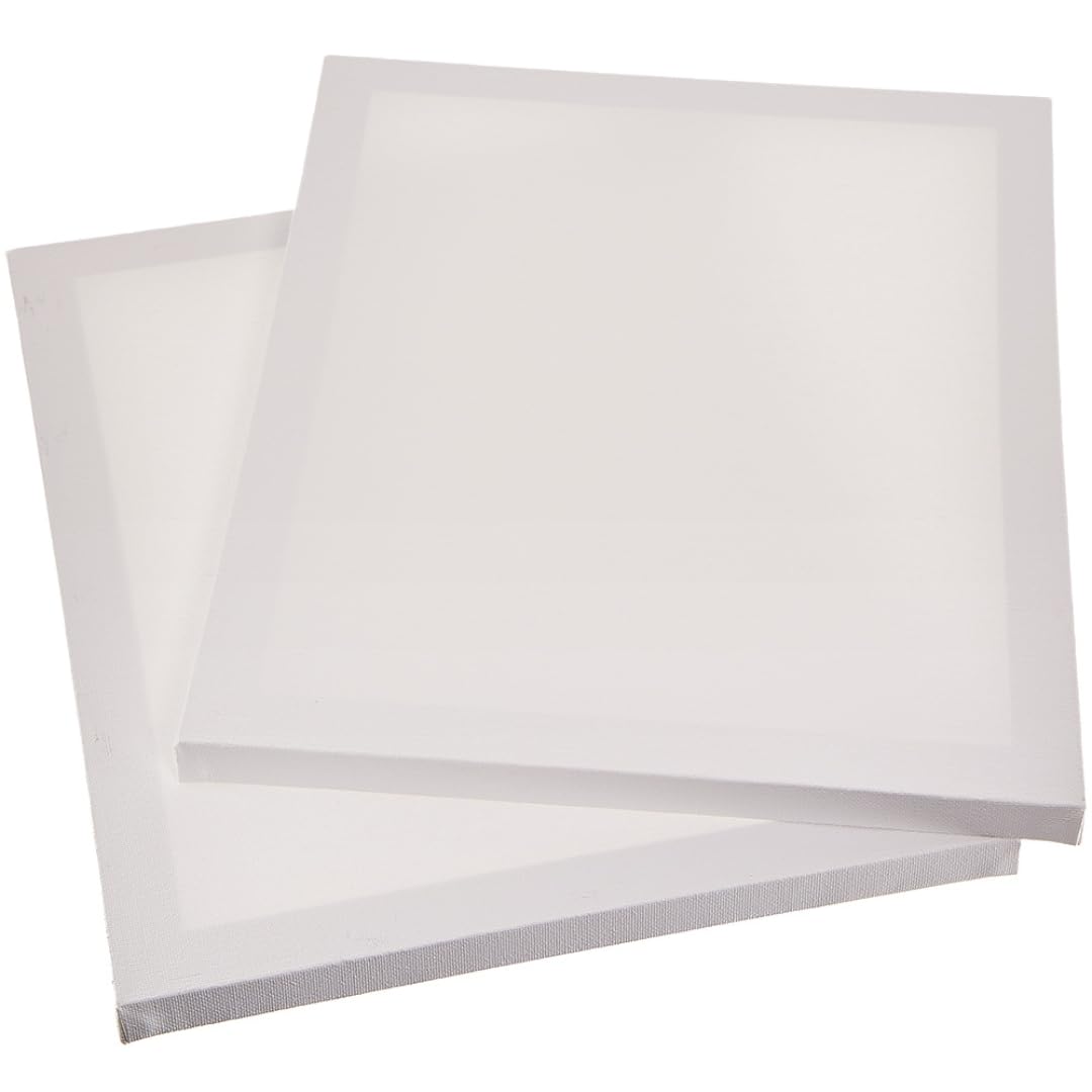 Baker Ross ET2072 Large Fabric, Primed and Stretched White Canvas for Painting, Artist Work and Arts and Crafts (Pack of 2), Wood, 25cm x 30cm