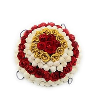 Buy Laura Plastic Red Rose And White Jasmine Flower 1 Hair Buns