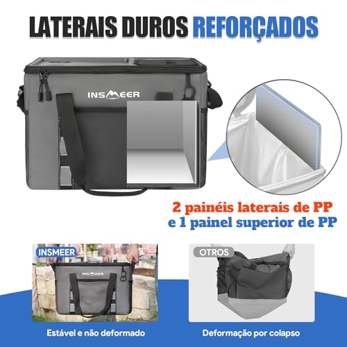 INSMEER Bolsa Termica Grande de Capota Rígida com 2 Porta-Copos, Saco Refrigerador Dobrável - 70 latas, À Prova de Vazamentos/Portátil Cooler Termico para Praia, Acampamento, Churrasco, Eventos