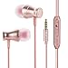 Earbuds, Aothing Wired In Ear Headphones Magnetic Headset Inline Remote Control Volume Crisp Clear True Sound with Mic 3.5mm Audio Jack Earphones (Pink)
