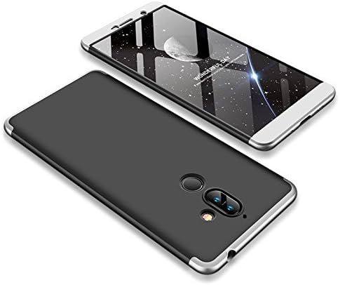 Nokia 7 Plus Case, Lisuixi 3 in 1 360 Full Body Hard PC Ultra Thin Matte Surface Case Color Matching Encase Combined Durable Anti-Slip Ultralight Slim Business Man's Cover for Nokia 7 Plus SilverBS