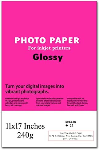 Glossy Inkjet Photo Paper (11x17 / 240g / 25-Sheets)
