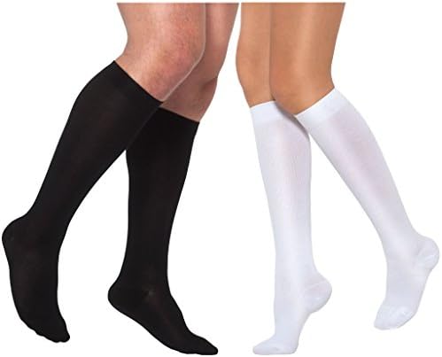 Healthweir Cotton Compression Knee High Socks for Men & Women 15-20 (EU 18-22) mmHg