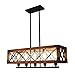 OYIPRO Industrial Kitchen Island, 5 Chandelier Farmhouse Hanging Fixture Retro Ceiling Rectangular Rectangle Wooden Metal Caged Guard Pendant Lighting Available for Sloped, Brown