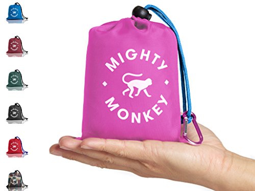 Portable Outdoor Picnic Pocket Blanket | Equipped w/ Waterproof Rain Hood, Zipper Pouch, Corner Pockets, Loops & Carabiner | Compact Beach Blanket for Camping, Picnics, Festivals, Travel & Outdoors