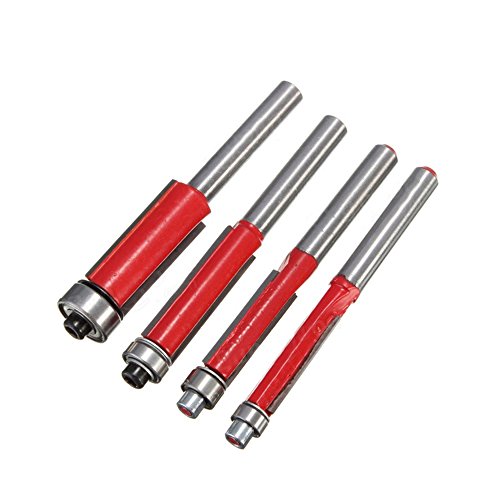 KitsPro End Bearing Flush Trim Router Bit 1/4" Shank x 1"cutting hight(4 pcs)