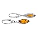 Sterling Silver Amber Marquise Earrings Necklace Set 18 inches