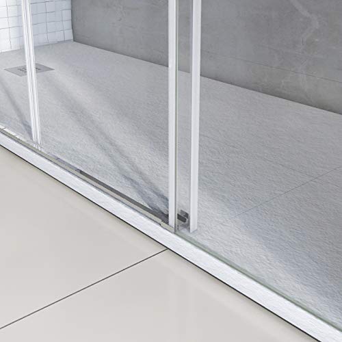 160 a 170 cm. MAMPARA DE DUCHA FRONTAL 1 FIJO 1 PUERTA CORREDERA VIDRIO