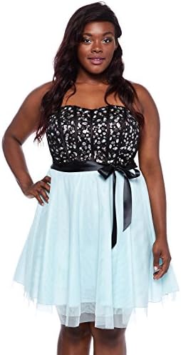 Teeze Me Plus Queen Colleen Strapless Corset Jewel Beaded Tulle Skirt Dress