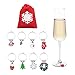 Christmas Holiday Wine Glass Charms, Hand Painted - Set of 8 with Sateen Storage Bag by Cork & Leaf