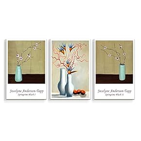 Canvas Wall Art Abstract Watercolor Vases Painting Artwork for Home Prints Framed - 16"x24" x 3 Panels