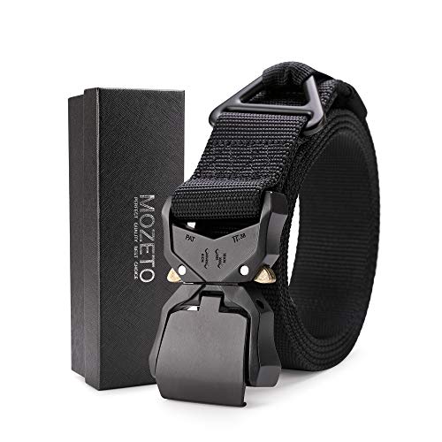 MOZETO Tactical Belt,Military Style 1.5 Inches Durable Nylon Web Belt, Quick-Release Heavy-Duty Metal Buckle Rigger Cobra Belt, Suitable for Waist 30"-60", S Waist 30" - 36" Width 1.5"