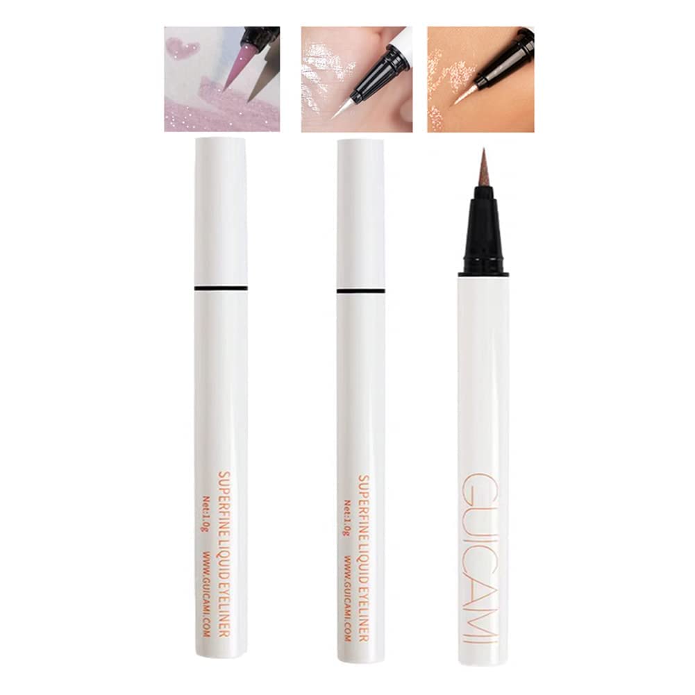 Liquid Glitter Eyeliner Lying Silkworm Pen, Diamond Glitter Eyeshadow Liner Pencil, Face Glitter Highlighter Long lasting Waterproof Quick-dry Matte