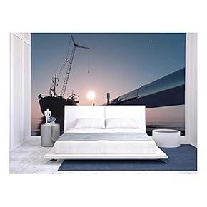 Construction of The Pipeline into The Sea. - Removable Wall Mural | Self-Adhesive Large Wallpaper - 66x96 inches