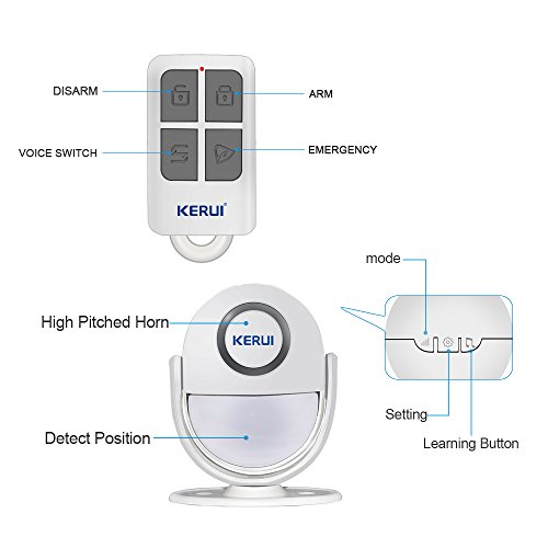 Wireless Home Security Alarm, KERUI All-in One PIR Motion Sensor Alarm Visitor Guest Entry Doorbell Chime with Remote LED Indicators Easy to Install Great for Businesses Shop Store Home,Driveway Alert