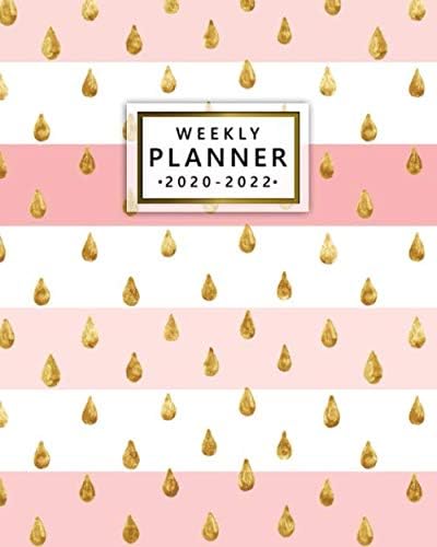 Weekly Planner 2020-2022: Pretty Gold Drops 3 Year Daily Planner & Organizer with Weekly Spread Views - Three Year Agenda with To-Do’s, Inspirational ... Notes & Vision Boards - Nifty Striped Pattern