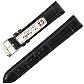 NP Watch Band Leather Watch Band Crocodile Pattern Width 18 mm. Black Color