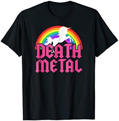 Mens Death Metal Unicorn Rainbow Shirt Rock Concert Magical Tee 3XL Black