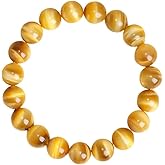 Tiger Eye Bracelet,Relax Anxiety Crystal Beaded Triple Protection Jewelry Bead Stone Chakra Gemstones Bracelets for women men