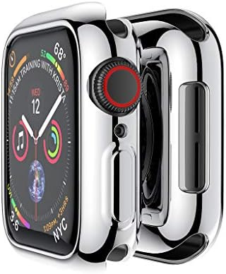 360ยฐ All-Round Protection for iWatch Screen Protector - Ultra-Slim Plating TPU Protective Bumper Case Cover for Apple Watch Series 4 40MM/44MM (Silver, Apple Watch Series 4 44MM)