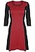 Oops Outlet Women's 3/4 Sleeve Contrast Panel Flared Skater Dress