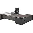 LITFAD Modern Office Computer Desk Wood Executive Desk with Side Storage, CPU Stand and Cord Management, L-Shape Writing Desk Boss Table Home Office Furniture Without Chairs, 71" L x 63" W x 30" H