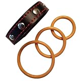 Ultimate54 Adjustable Leather Cock Ring 8.5 inch 3 snaps & 3 Gold Silicone Male Erection Enhancement Rings
