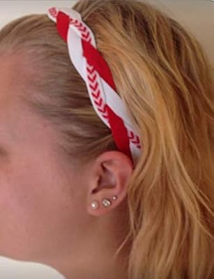 Fabulici Red White Striped Braided Headband Softball Running