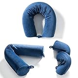 Fern&Willow-Memory Foam Travel Pillow for Neck, Chin, Lumbar and Leg Support - for Traveling on Airplane, Bus, Train or at Home - Adjustable, Bendable Roll Pillow-V18
