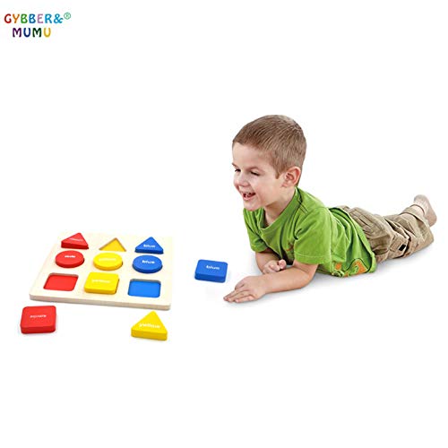 GYBBER&MUMU Puzzle Jigsaw Toy Shape Color Recognition Geometric Blocks Sorting Game Pre-Educational & Learning Wooden Toy for Kids Toddlers Boys and Girls - Thumbnail 6
