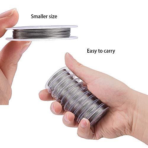 DanLingJewelry 10Rolls 0.38mm/Gauge Tiger Tail Wire Craft Jewelry Beading Wire On Spool 8.7-10.9yard/26.2-32.8feet/8-10m/roll Stainless Steel Color - Thumbnail 2