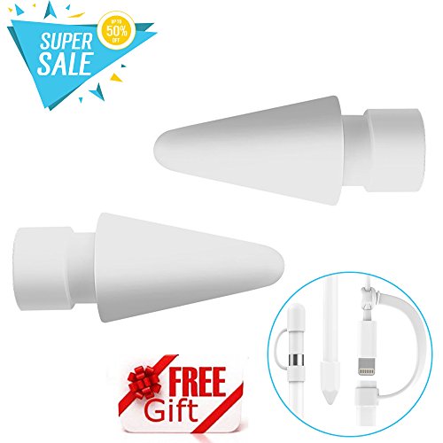 Apple Pencil Tips Replacement [2 Pack] â€“ Extra Apple Pencil Tip Nibs â€“ Apple Pen iPencil Accessory for Apple iPad Pro Series (White)