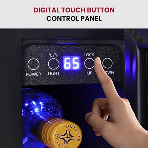 Koolatron Wine Fridge - Under Counter Wine Cooler, 7 Bottle Chiller, Built in 6-inch Cabinet for Champagne, Red & White Wine, Bar, Freestanding Cellar, Black (18 L)