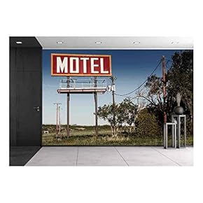 Old Motel Sign on Route 66, USA - Removable Wall Mural | Self-Adhesive Large Wallpaper - 66x96 inches